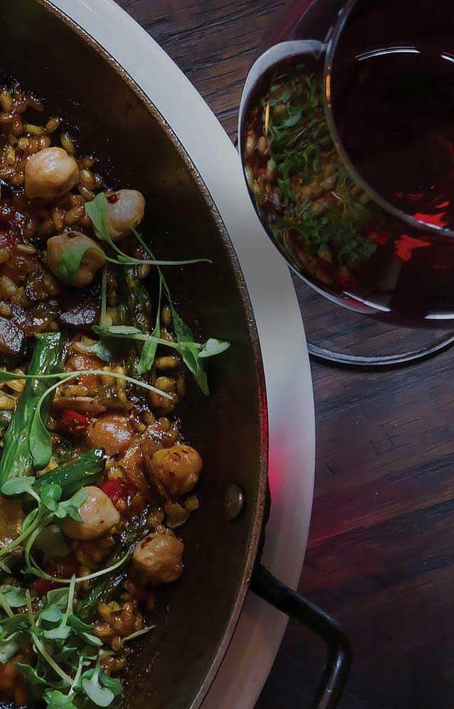 Food served in a pan