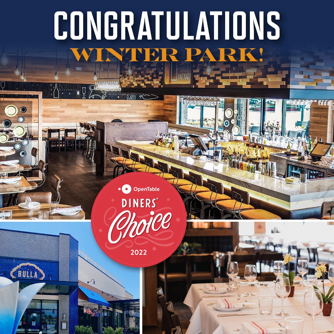 Bulla Winter Park Open Table Diner's Choice Award