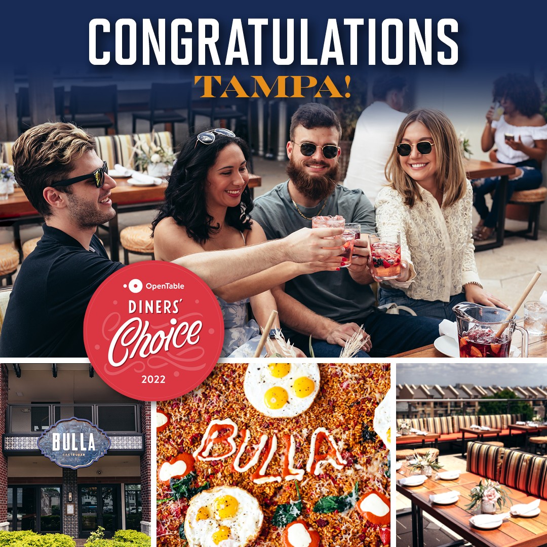 Bulla Tampa OpenTable Diner's Choice Award