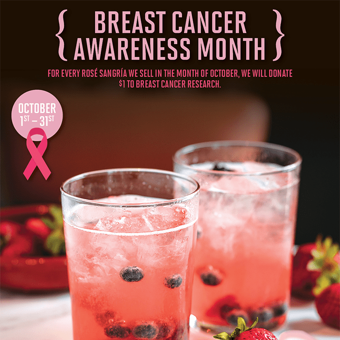 promoting Bulla’s Breast Cancer Awareness Month campaign where $1 from each sangría sold in October