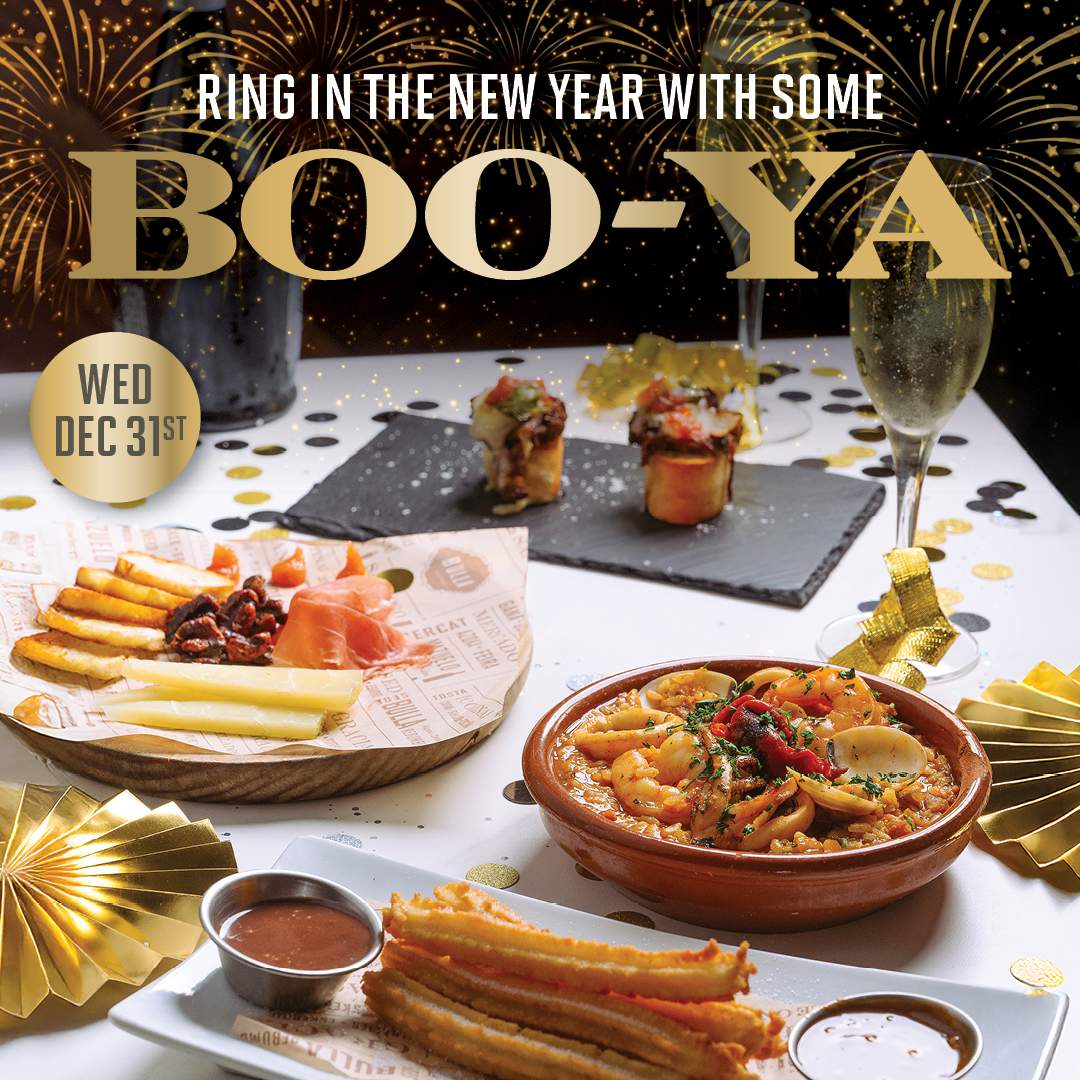 "New Year's Eve prix fixe dinner promotion featuring champagne, gourmet dishes, $65 four-course menu, and 25% off sparkling wine bottles."