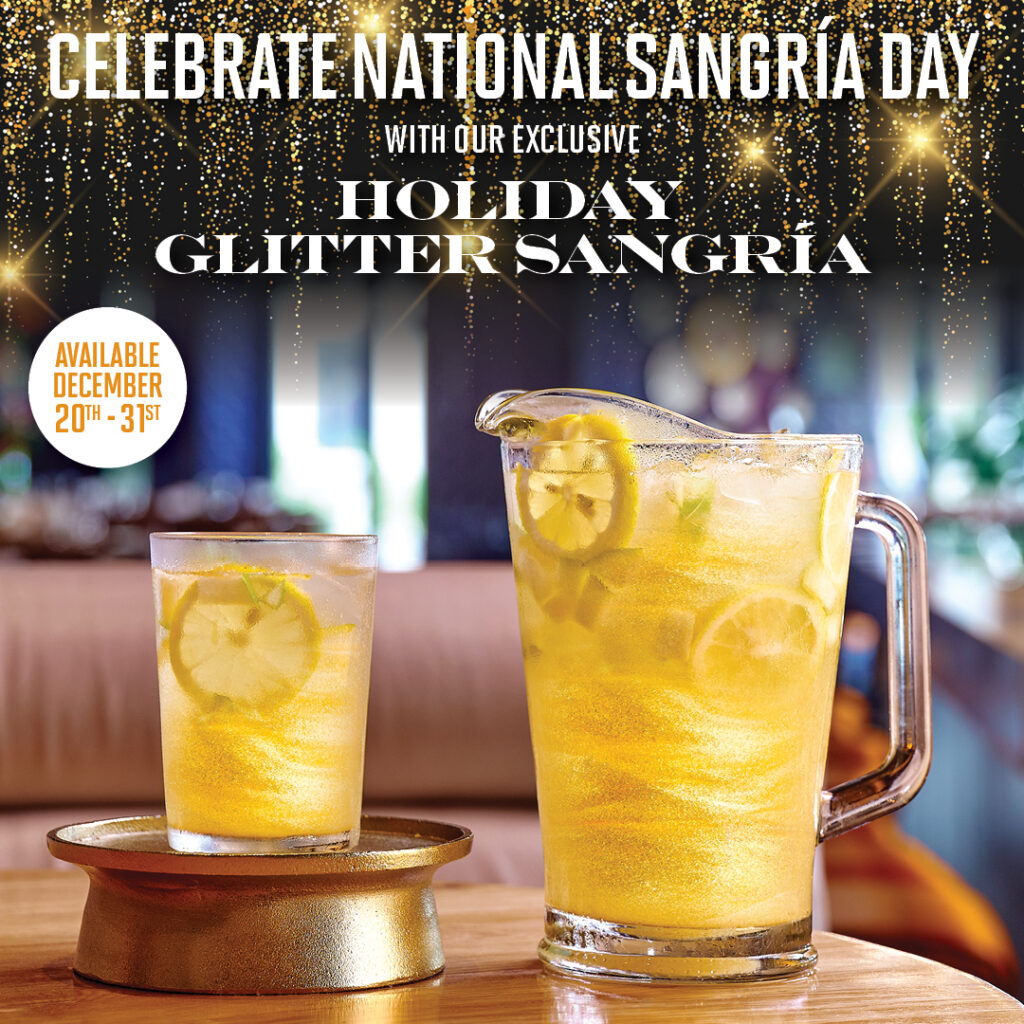 Celebrate National Sangría Day with Bulla Gastrobar’s exclusive Holiday Glitter Sangría, available December 20th to 31st
